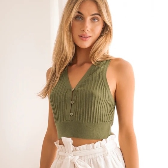 Free People Seascape Sweater Vest tank green Size M - Picture 3 of 11